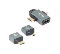 chenyang Lot de 3 adaptateurs micro et mini HDMI mâle vers HDMI 1.4 femelle 2 en 1 Combo Ultra HD 4K @ 60 Hz