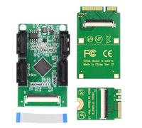 Chenyang Mini PCI-E/M.2 (A+E Key) vers 4 Cartes d’extension SATA 3.0 Adaptateur pour Carte Mère SATA Extension de Port Disque Dur avec Câble Plat de 10 cm