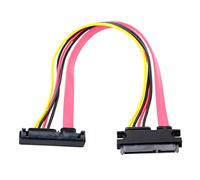 chenyang Rallonge SATA,SATA III 3.0 7 + 15 22 broches SATA mâle à femelle 90 degrés angle inférieur câble d'alimentation de données 30cm