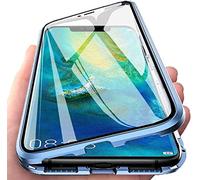 CHENYING Coque Compatible avec Honor 200,étui de Magnétique Adsorption Housse et Métal Bumper Frame Transparent Verre Trempé Case 360 Degrés Protection Cover,Etui Anti-Rayures HD Clair,Bleu