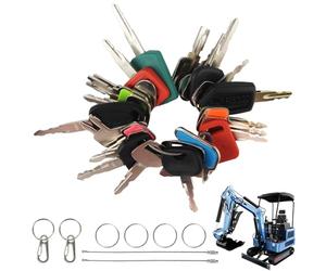 chenyu 26 Pièces Trousseau de Clef Livreur allumage de Remplacement | Ensemble Crochets Et Anneaux Porte Clés Général Clé Passe Partout Pour Baumaschinen Schlüssel Tracteurs Excavatrices