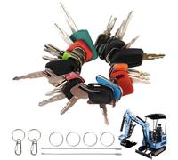 chenyu 26 Pièces Trousseau de Clef Livreur allumage de Remplacement | Ensemble Crochets Et Anneaux Porte Clés Général Clé Passe Partout Pour Baumaschinen Schlüssel Tracteurs Excavatrices