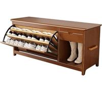 ChenYuNiu Banc d'organisateur à Chaussures en Bois Massif avec étagères et Rangement du tiroir - Coffre à 3 Niveaux pour entrée, Couloir, Salon - Tabouret d'extrémité Rangement intérieur