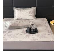 ChenYuNiu Queen l'été de Couchage de Sommeil Glace de rotin de rotin litière Florale, Couette King Botanical Bed avec 2 Pire-oreillers (Gris, 180cmx200cm / 71x79inch)