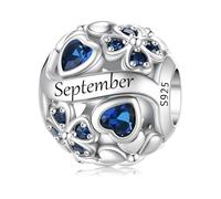 ChenYuTe 925 Pierre Pendentif en Argent de Naissance, Charm Porte-Bonheur Trèfle à Quatre Feuilles Ajouré, Cadeau d'Anniversaire ou Fête pour Femme