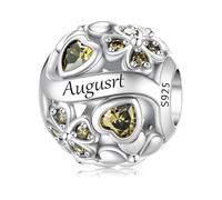 ChenYuTe 925 Pierre Pendentif en Argent de Naissance, Charm Porte-Bonheur Trèfle à Quatre Feuilles Ajouré, Cadeau d'Anniversaire ou Fête pour Femme