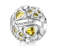 ChenYuTe 925 Pierre Pendentif en Argent de Naissance, Charm Porte-Bonheur Trèfle à Quatre Feuilles Ajouré, Cadeau d'Anniversaire ou Fête pour Femme