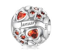 ChenYuTe 925 Pierre Pendentif en Argent de Naissance, Charm Porte-Bonheur Trèfle à Quatre Feuilles Ajouré, Cadeau d'Anniversaire ou Fête pour Femme