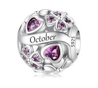 ChenYuTe 925 Pierre Pendentif en Argent de Naissance, Charm Porte-Bonheur Trèfle à Quatre Feuilles Ajouré, Cadeau d'Anniversaire ou Fête pour Femme