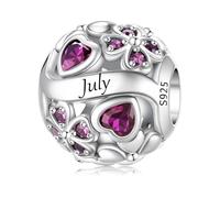 ChenYuTe 925 Pierre Pendentif en Argent de Naissance, Charm Porte-Bonheur Trèfle à Quatre Feuilles Ajouré, Cadeau d'Anniversaire ou Fête pour Femme