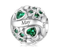 ChenYuTe 925 Pierre Pendentif en Argent de Naissance, Charm Porte-Bonheur Trèfle à Quatre Feuilles Ajouré, Cadeau d'Anniversaire ou Fête pour Femme