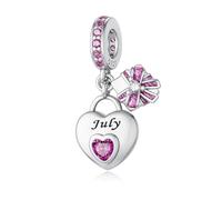 ChenYuTe 925 Sterling Silver Birthstone Charms Pierre de Haissance - Unique Heart Shaped Design, s'adapte à la Plupart des Bracelet Pandora et Colliers, les Femmes DIY Cadeaux de vacances