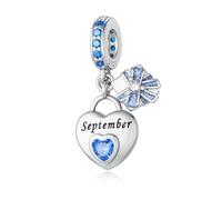 ChenYuTe 925 Sterling Silver Birthstone Charms Pierre de Haissance - Unique Heart Shaped Design, s'adapte à la Plupart des Bracelet Pandora et Colliers, les Femmes DIY Cadeaux de vacances