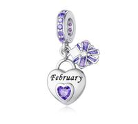 ChenYuTe 925 Sterling Silver Birthstone Charms Pierre de Haissance - Unique Heart Shaped Design, s'adapte à la Plupart des Bracelet Pandora et Colliers, les Femmes DIY Cadeaux de vacances