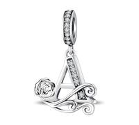ChenYuTe - Applicable pour les breloques à lettres de bracelet Pandora, Pendentif Rose romantique. Un cadeau de bijou parfait pour soi-même, sa mère, sa fille ou une meilleure amie