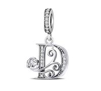 ChenYuTe - Applicable pour les breloques à lettres de bracelet Pandora, Pendentif Rose romantique. Un cadeau de bijou parfait pour soi-même, sa mère, sa fille ou une meilleure amie