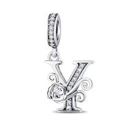 ChenYuTe - Applicable pour les breloques à lettres de bracelet Pandora, Pendentif Rose romantique. Un cadeau de bijou parfait pour soi-même, sa mère, sa fille ou une meilleure amie