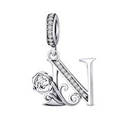 ChenYuTe - Applicable pour les breloques à lettres de bracelet Pandora, Pendentif Rose romantique. Un cadeau de bijou parfait pour soi-même, sa mère, sa fille ou une meilleure amie