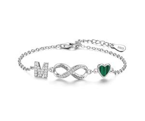 ChenYuTe Bracelet femme en argent 925 Un design unique symbolisant l'infini, les cœurs et les 26 lettres de l'alphabet, ce qui en fait un cadeau de tous les jours pour les femmes.