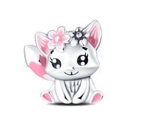 ChenYuTe Cute Animals Perles 925 Bracelet en Argent Sterling Bear Charm Chien Charme Convient pour les Bracelets Européens, Cadeaux de Bijoux Femmes