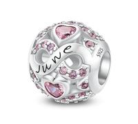 ChenYuTe Pendentif pierre de Naissance 925 Sterling Silver Janvier-Décembre de Naissance de Zirconium Compatible pour Pandora les Bracelets et les Colliers Charms