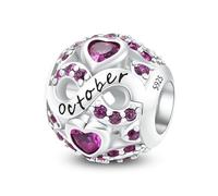 ChenYuTe Pendentif pierre de Naissance 925 Sterling Silver Janvier-Décembre de Naissance de Zirconium Compatible pour Pandora les Bracelets et les Colliers Charms