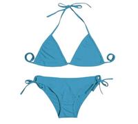 CHENZKBD Maillot de Bain Femmes Triangle Rose Bikini, Halter Cravate Côté Brésilien, Couleur Solide Sec Rapide pour Les Vacances La Plage Piscine-Lake Blue-m
