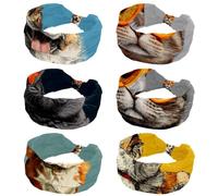 CHENZZZZ Criss Cross Turban uni Bandeau Yoga Workout Vintage Accessoires pour cheveux, Chat cool portant des lunettes rondes orange (2)