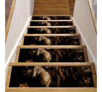 CHENZZZZ Famous Fox Hunt (3) marches d'escalier pour marches en bois, 20,3 x 76,2 cm, tapis d'escalier antidérapants, lavables pour enfants, personnes âgées, chiens