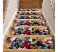 CHENZZZZ Florals Lot de 15 tapis d'escalier antidérapant pour intérieur et chien