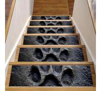 CHENZZZZ Lot de 15 marches d'escalier antidérapantes pour marches en bois - Motif empreintes de pattes de chien - Pour personnes âgées, enfants, chiens