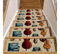 CHENZZZZ Lot de 15 marches d'escalier autocollantes sans résidus, lavables en machine, réutilisables, thème musical (1) tapis d'escalier d'intérieur - 76,2 x 20,3 cm