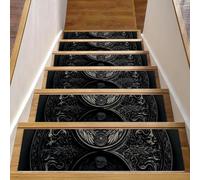 CHENZZZZ Lot de 15 tapis de marches d'escalier ronds taoïstes (14) antidérapants et autocollants de sécurité 76,2 x 20,3 cm
