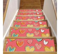CHENZZZZ Lot de 15 tapis d'escalier à motif cœurs abstraits, tapis de sécurité antidérapant pour intérieur et chien, pour enfants et chiens