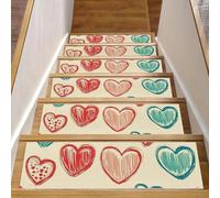 CHENZZZZ Lot de 15 tapis d'escalier à motif cœurs abstraits, tapis de sécurité antidérapant pour intérieur et chien, pour enfants et chiens