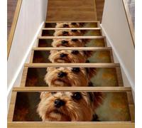 CHENZZZZ Lot de 15 tapis d'escalier antidérapants pour marches d'escalier en bois pour enfants, personnes âgées, chiens, animaux domestiques, Yorkshire Terrier, chien d'automne