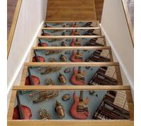CHENZZZZ Lot de 15 tapis d'escalier antidérapants sur le thème musical - 20,3 x 76,2 cm - Tapis d'escalier résistant avec tapis réutilisable sans résidus pour personnes âgées, animaux domestiques