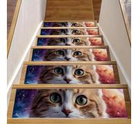 CHENZZZZ Lot de 15 tapis d'escalier Kawaii motif chat dans l'espace - Tapis de marche d'escalier antidérapant pour intérieur et chien