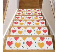 CHENZZZZ Lot de 15 tapis d'escalier pour marches en bois d'intérieur avec autocollants, 20,3 x 76,2 cm, cœurs et pois colorés antidérapants (12)