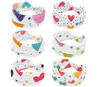 CHENZZZZ Lot de 6 bandeaux de sport fins et souples | Accessoires antidérapants pour la mode, le lavage du visage, l'entraînement, le yoga, un usage quotidien, cœurs et pois colorés (8)