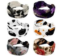 CHENZZZZ Lot de 6 bandeaux élastiques pour femme pour yoga, entraînement, exercice, cheveux, crâne, papillons violets