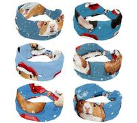 CHENZZZZ Lot de 6 bandeaux élastiques pour femme pour yoga, entraînement, exercice, cheveux pour femmes, jolis petits cochons d'Inde dans des chapeaux de Père Noël