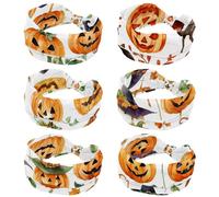 CHENZZZZ Lot de 6 bandeaux extensibles pour femme avec motif d'icônes d'Halloween, peinture à l'aquarelle, 2 larges bandeaux extensibles pour femme, turban antidérapant extra large pour l'entraînement