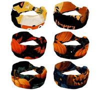 CHENZZZZ Lot de 6 bandeaux Happy Halloween (7) pour femme, bandeau de sport tendance, élastique, large, antidérapant, entraînement, yoga, sport