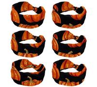 CHENZZZZ Lot de 6 bandeaux Helloween Pumkins 2_177 pour cheveux de femme, bandeau élastique doux pour maquillage, yoga, entraînement, course à pied