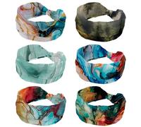 CHENZZZZ Lot de 6 bandeaux larges antidérapants pour femme - Grande forêt de pins brumeux sur la pente de la montagne dans une réserve naturelle - Idéal pour le yoga, l'entraînement, la course à pied