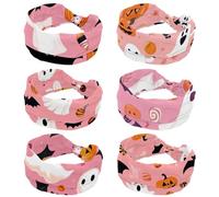 CHENZZZZ Lot de 6 bandeaux larges antidérapants pour femme - Turban élastique idéal pour le yoga, l'entraînement, la course à pied, Halloween, chauve-souris, bonbons, citrouilles
