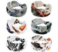 CHENZZZZ Lot de 6 bandeaux larges et antidérapants pour femme Motif papillons et fleurs sauvages