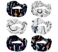 CHENZZZZ Lot de 6 bandeaux larges pour femme, chimie, sciences de la chimie, gribouillage (4) turban avec nœud torsadé