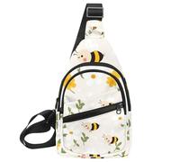 CHENZZZZ Sac à dos Sling pour homme, fleur blanche et abeille (34), Multicolore 05, 11.8x7x1.5in/30x18x4cm